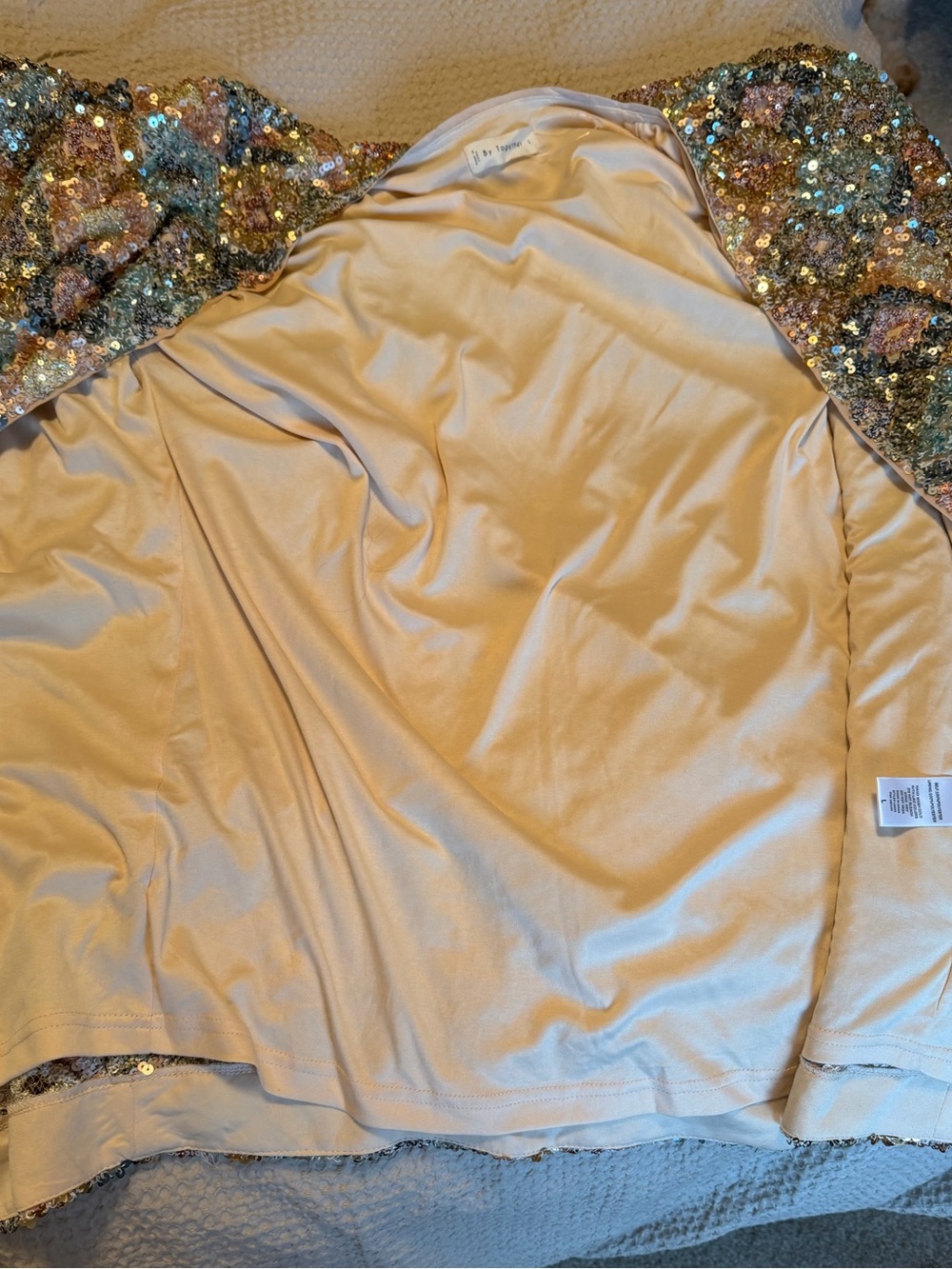 Sequin Patchwork Open-Front Jacket in Multicolor - Picture 4 of 5